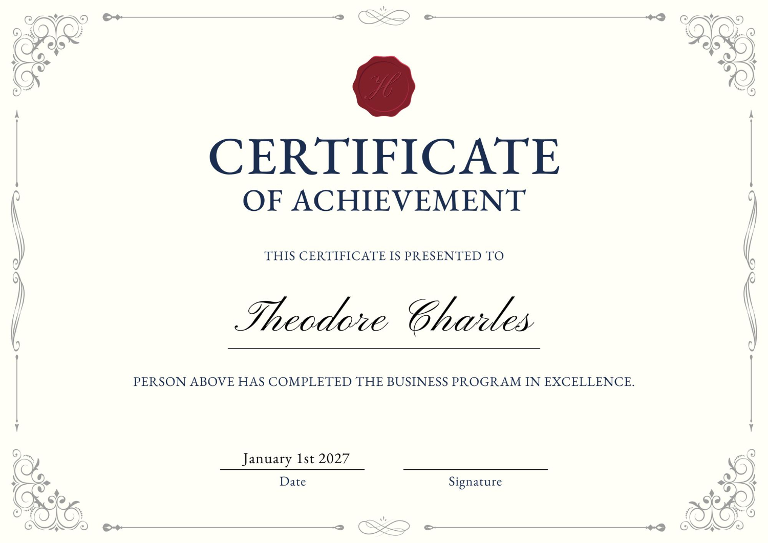 Certificate of achievement